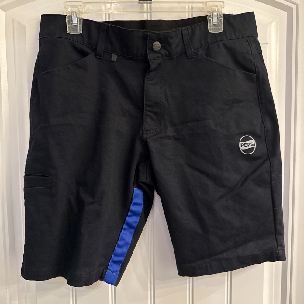 Pepsi Cargo Work Men's Size 34 Flat Front Black Utility Pocket Stretch Workwear